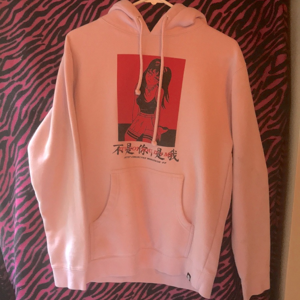 Pink ZUMIEZ sweatshirt artist collective worldwide